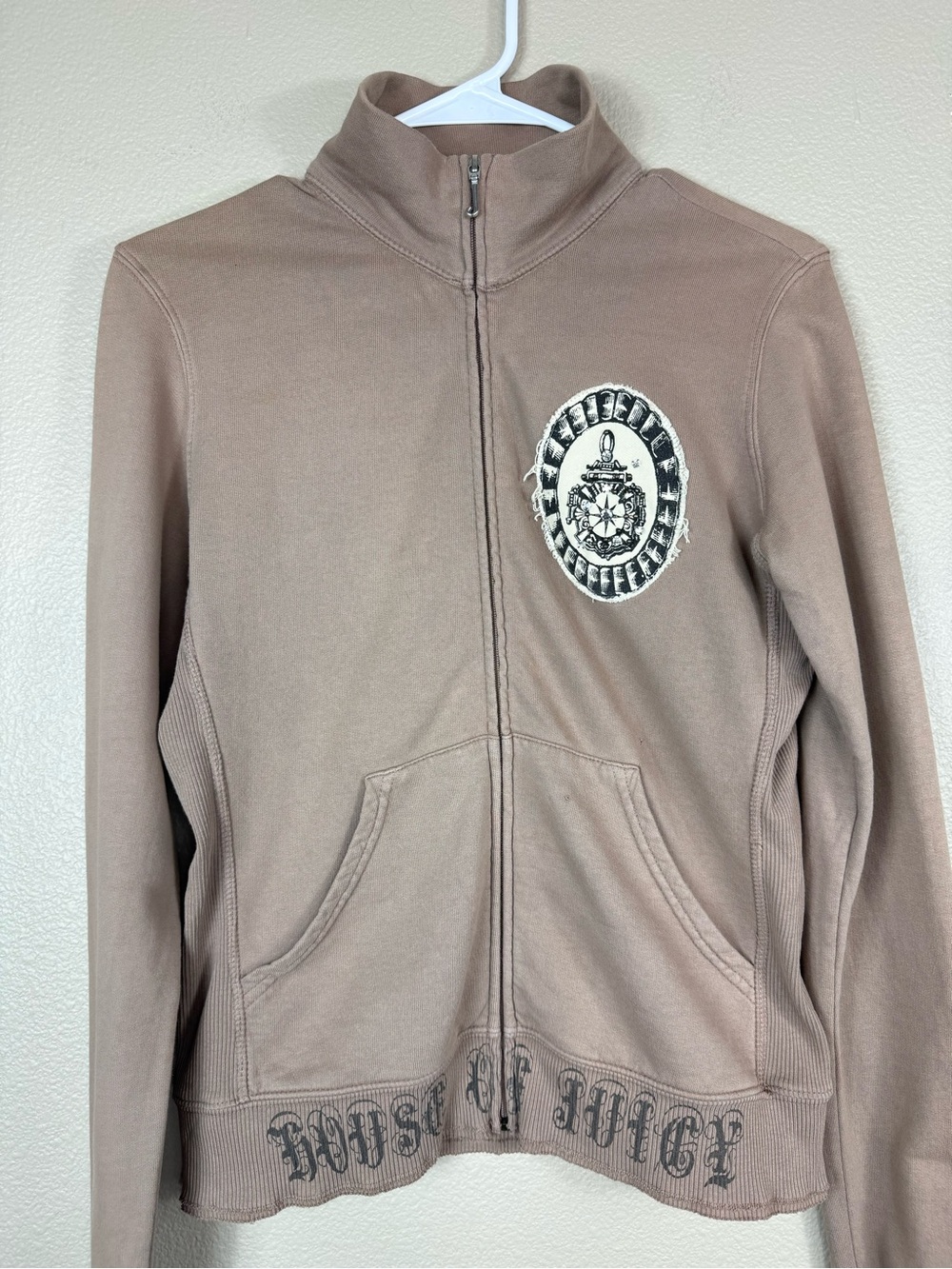 VTG Y2K House of Juicy Couture Zip Up Jacket Brown tan Rhinestone Cotton E - Picture 13 of 15